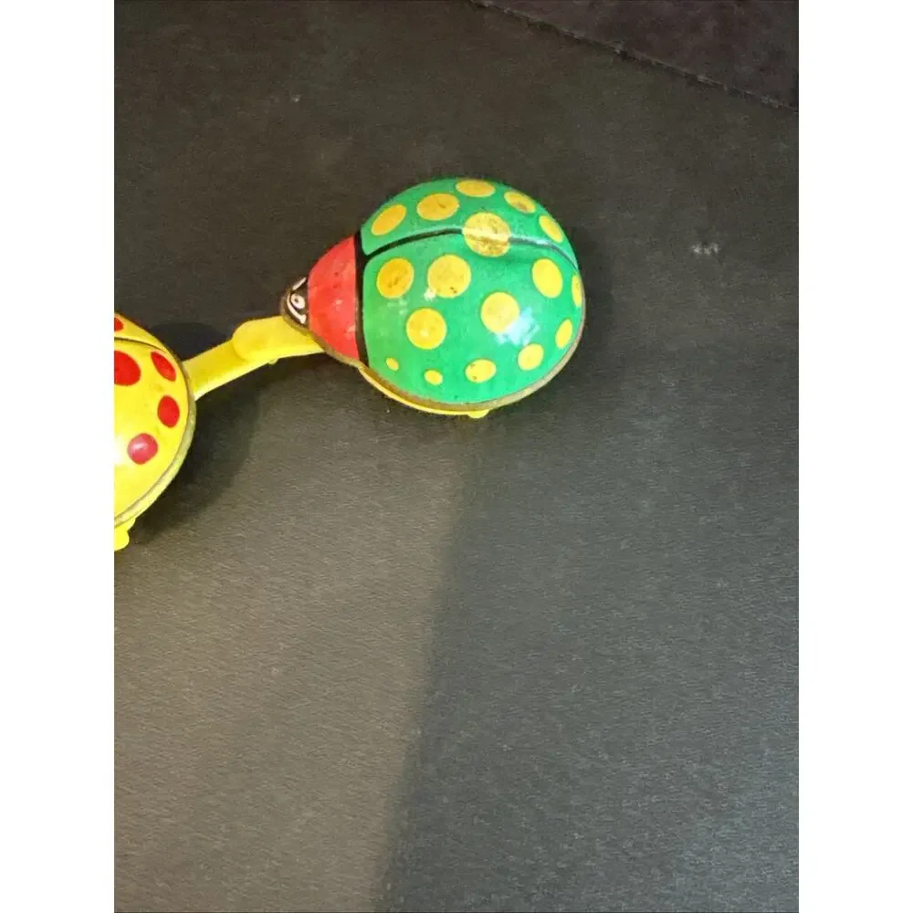 Vintage Tin Wind Up Ladybug Family Toy Made in Korea 4 Ladybugs Non Working